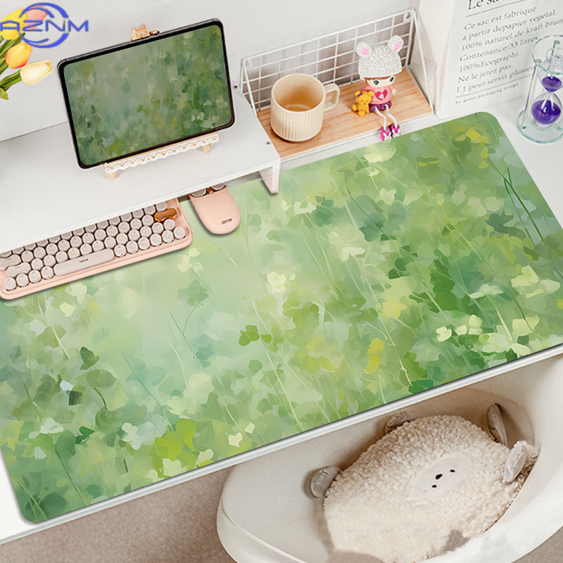 Desk Setup Girl - Creative watercolor mouse pad oversized oil