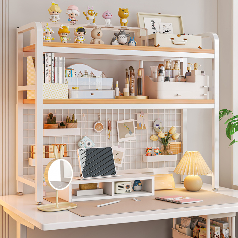 Desk Setup Productivity - Bookshelf Bookcase With Grid Desktop Multi-layer