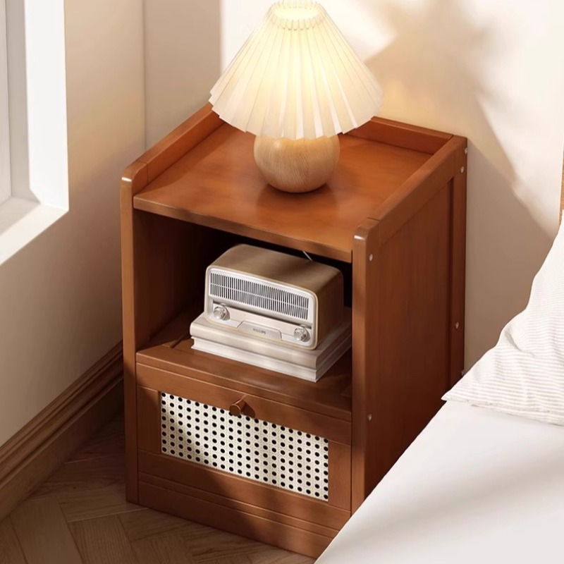 Drawer Organizer Bamboo - Bamboo Floor Bedside Cabinet, Kickboard-Compatible Nightstand,