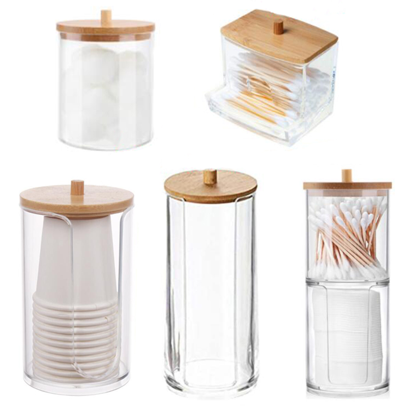 Drawer Organizer Bamboo - Acrylic Storage Box Bathroom Jar Makeup