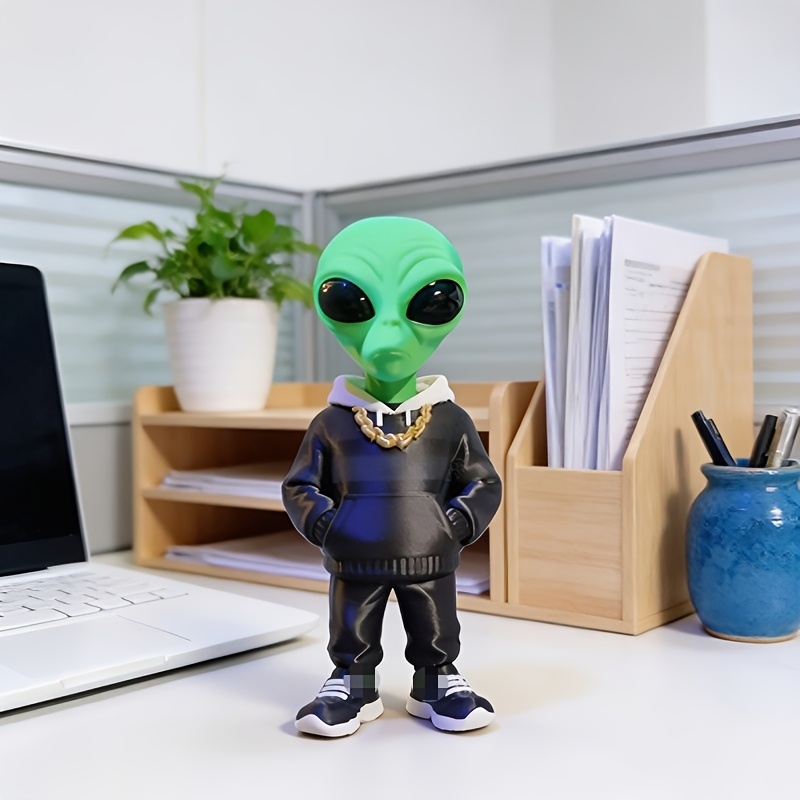 Desk Setup Home Office - 1 Piece Green Alien Figure with