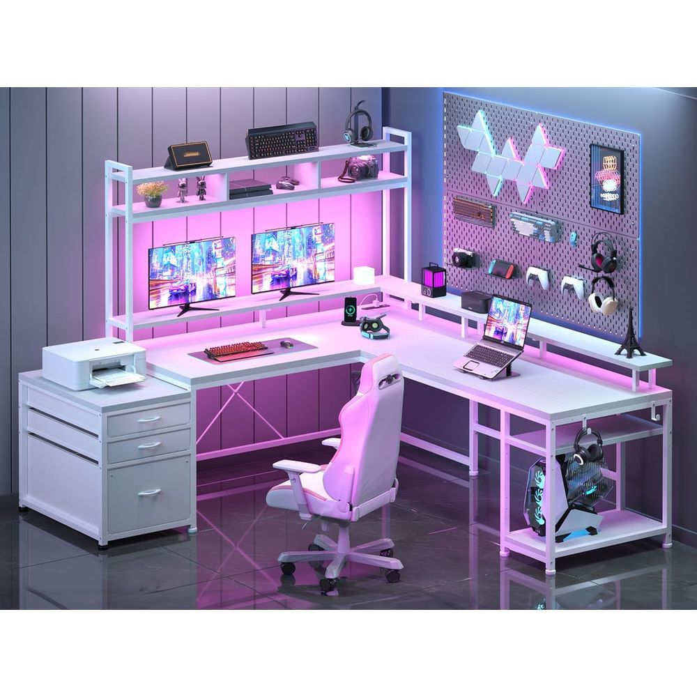 104-inch L-Shaped Desk for Dua - đánh giá và giá Dual Monitor Desk Setup