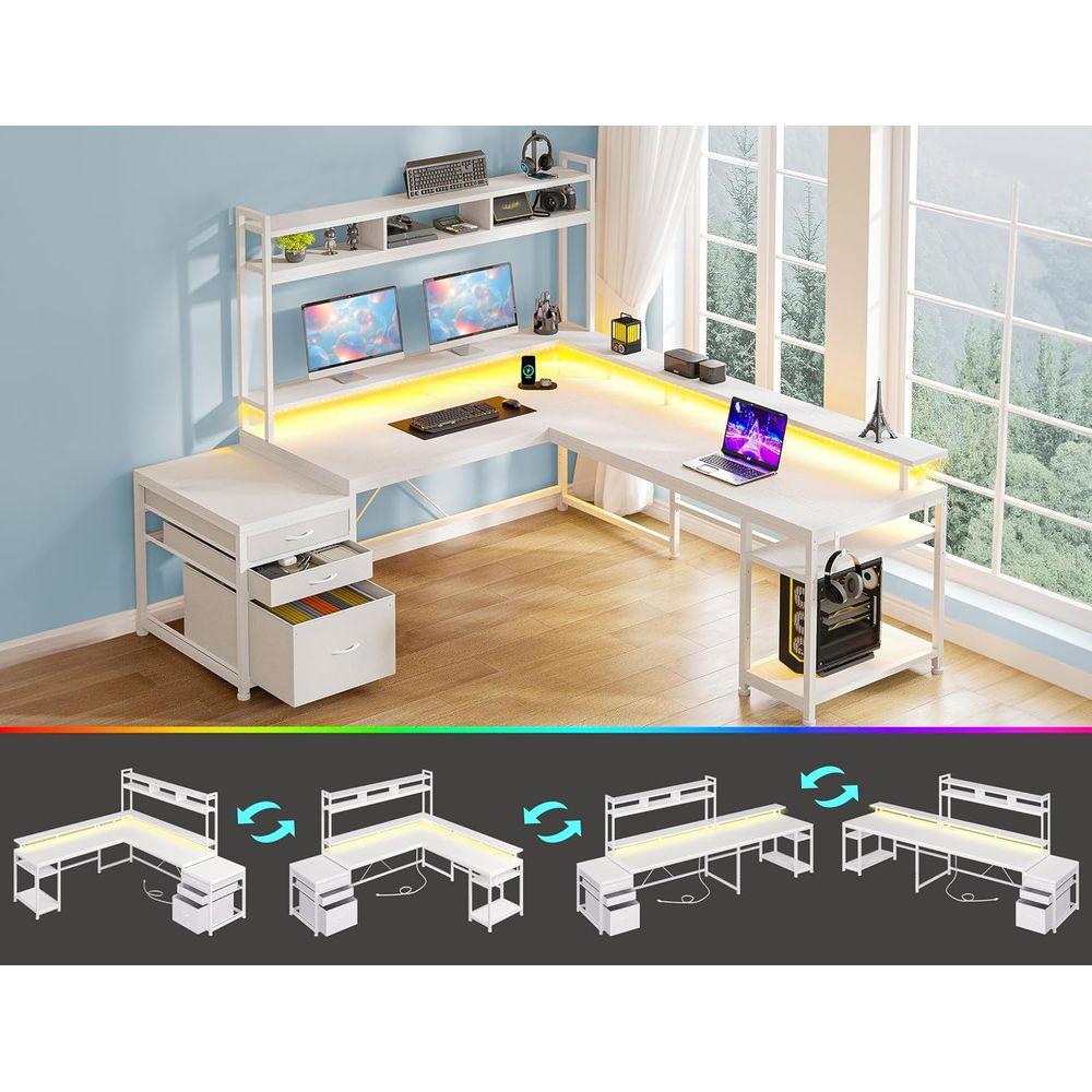 104-inch L-Shaped Desk for Dua - đánh giá và giá Dual Monitor Desk Setup
