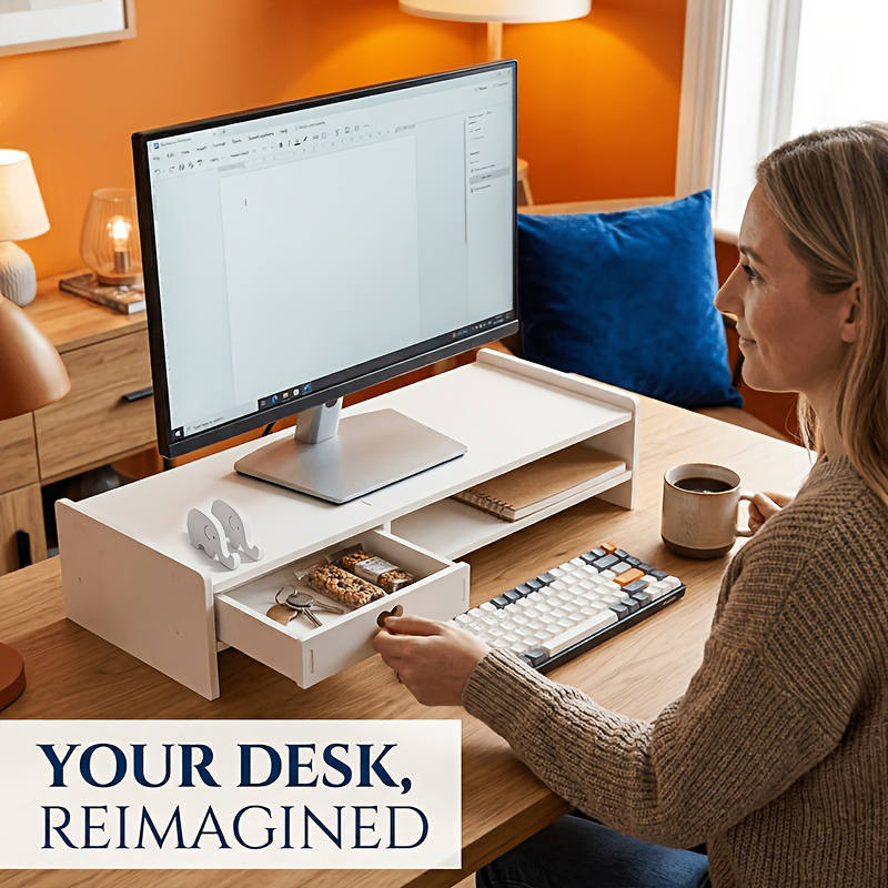 Minimalist White PVC Monitor S - đánh giá và giá Desk Setup Home Office
