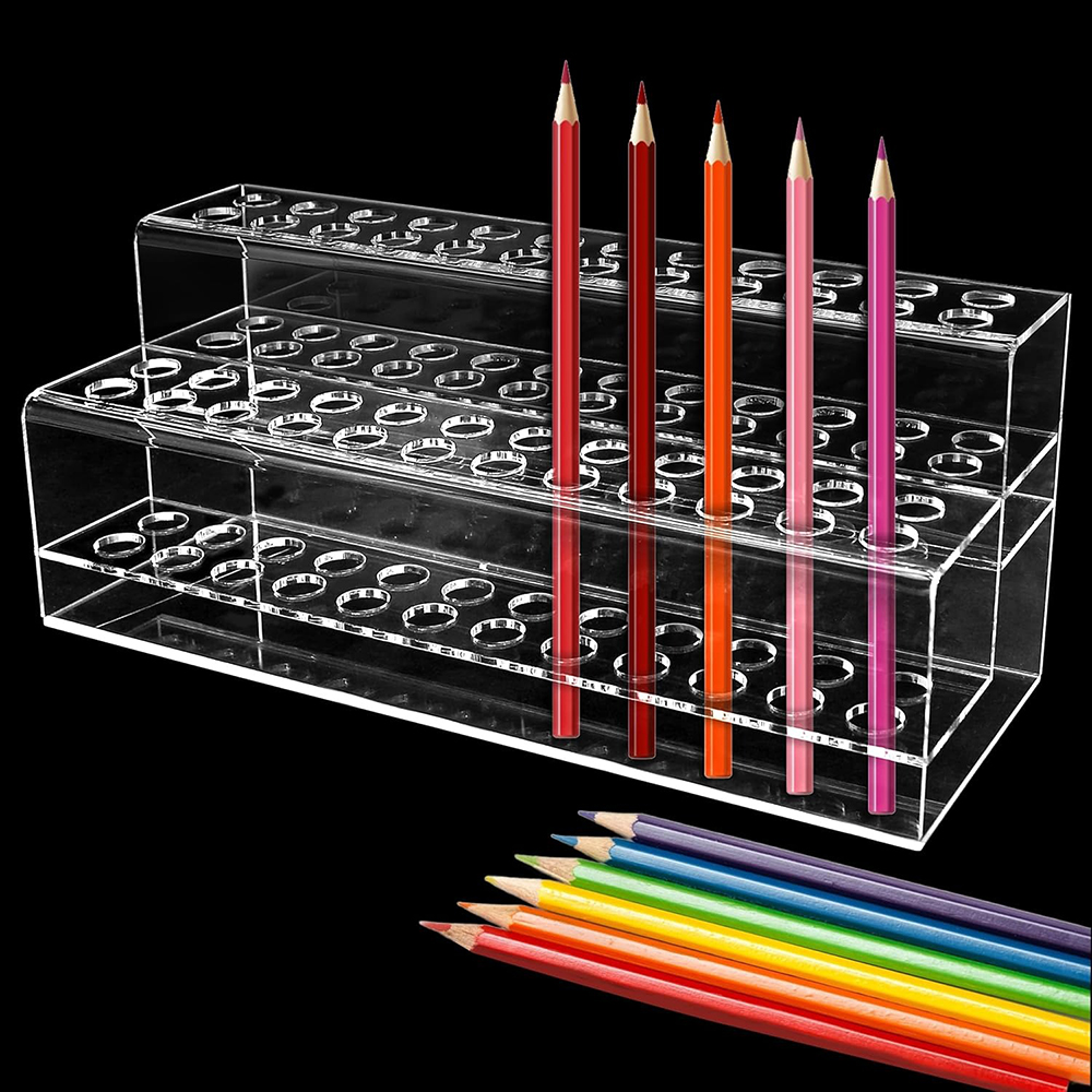 Transparent Acrylic Pen Holder - đánh giá và giá Desk Setup Home Office