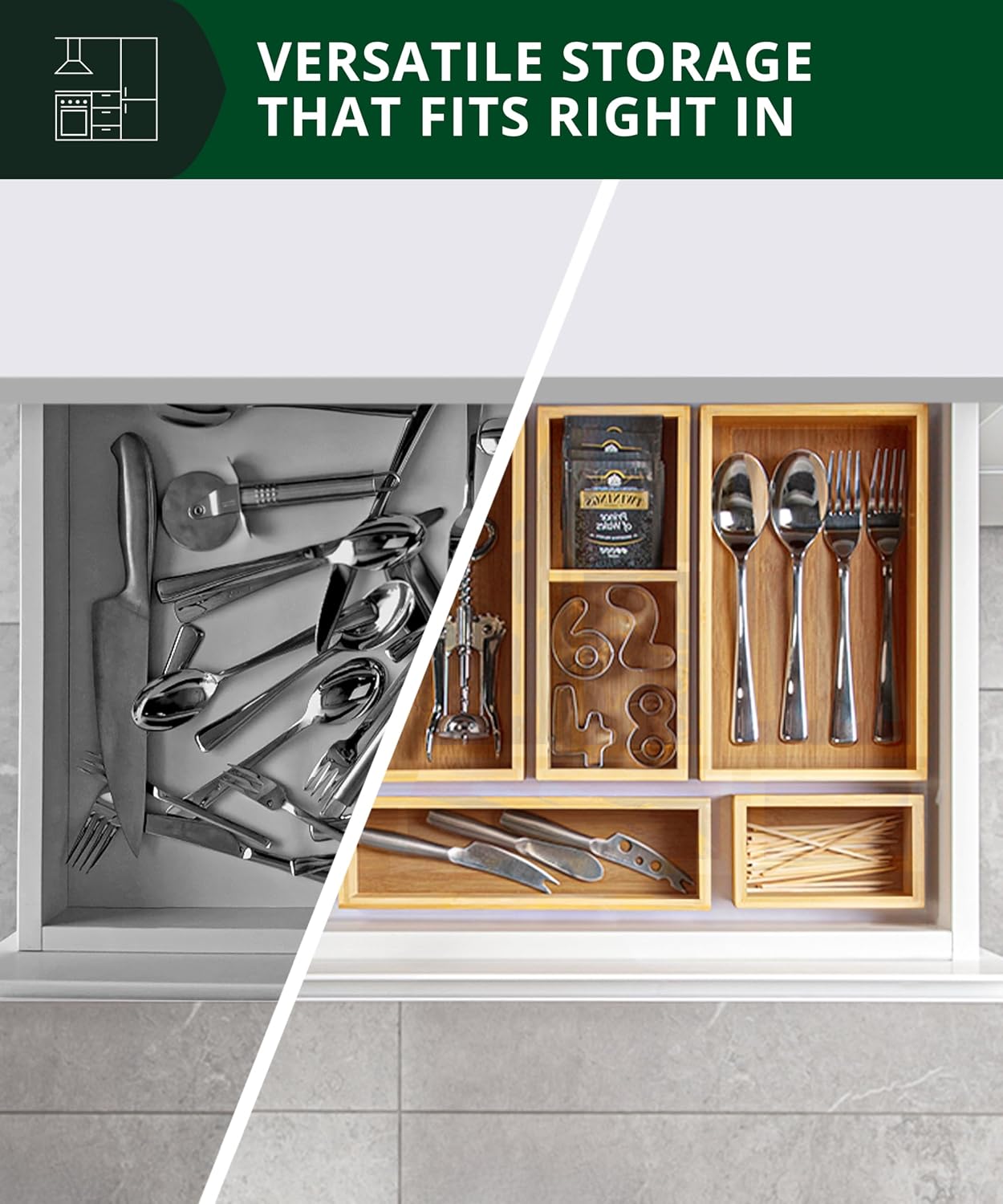 5-Piece Bamboo Drawer Organize - đánh giá và giá Drawer Organizer Bamboo