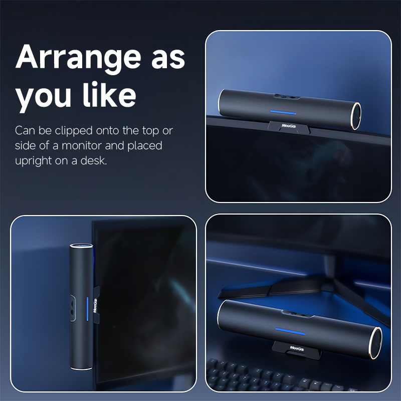 MeeGoo Clip-on Bluetooth Speak - đánh giá và giá Dual Monitor Desk Setup