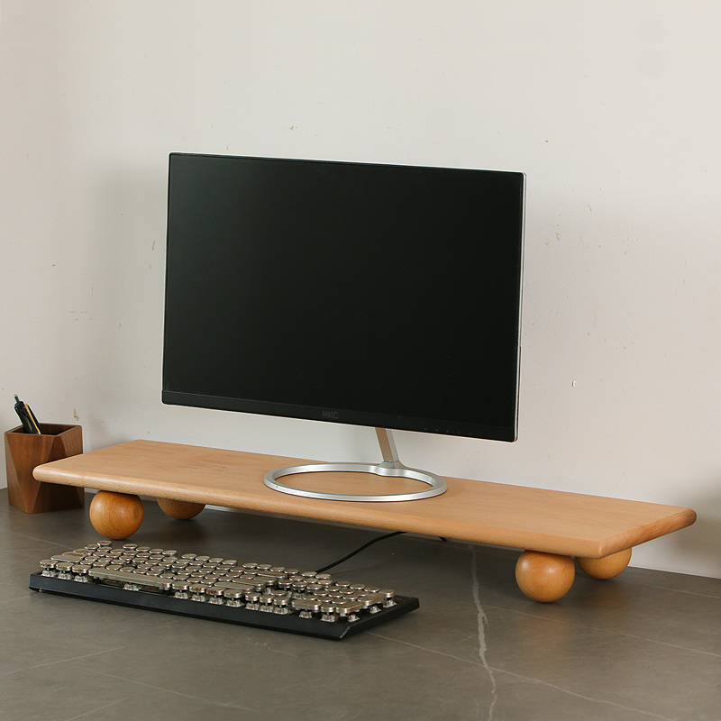 Natural Wood Desktop Riser Dua - đánh giá và giá Dual Monitor Desk Setup