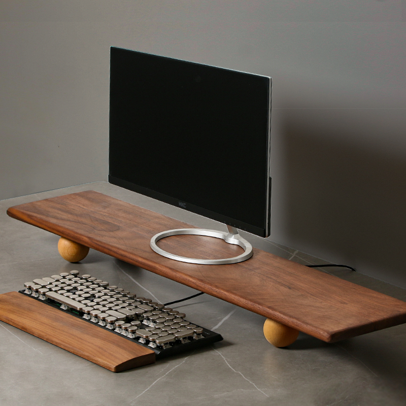 Natural Wood Desktop Riser Dua - đánh giá và giá Dual Monitor Desk Setup