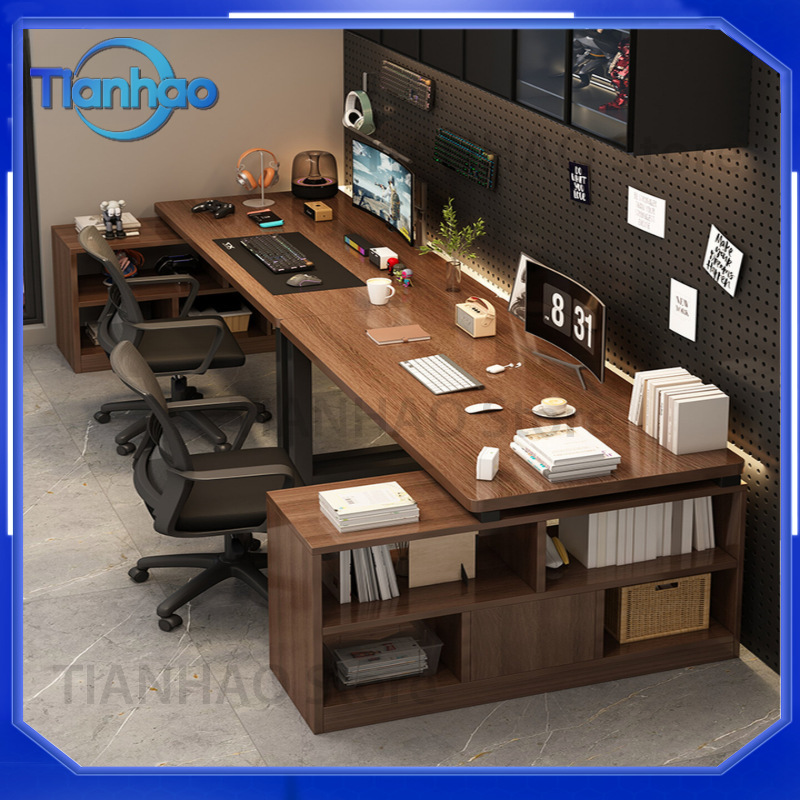 L Shaped Gaming Desk with Book - đánh giá và giá Dual Monitor Desk Setup