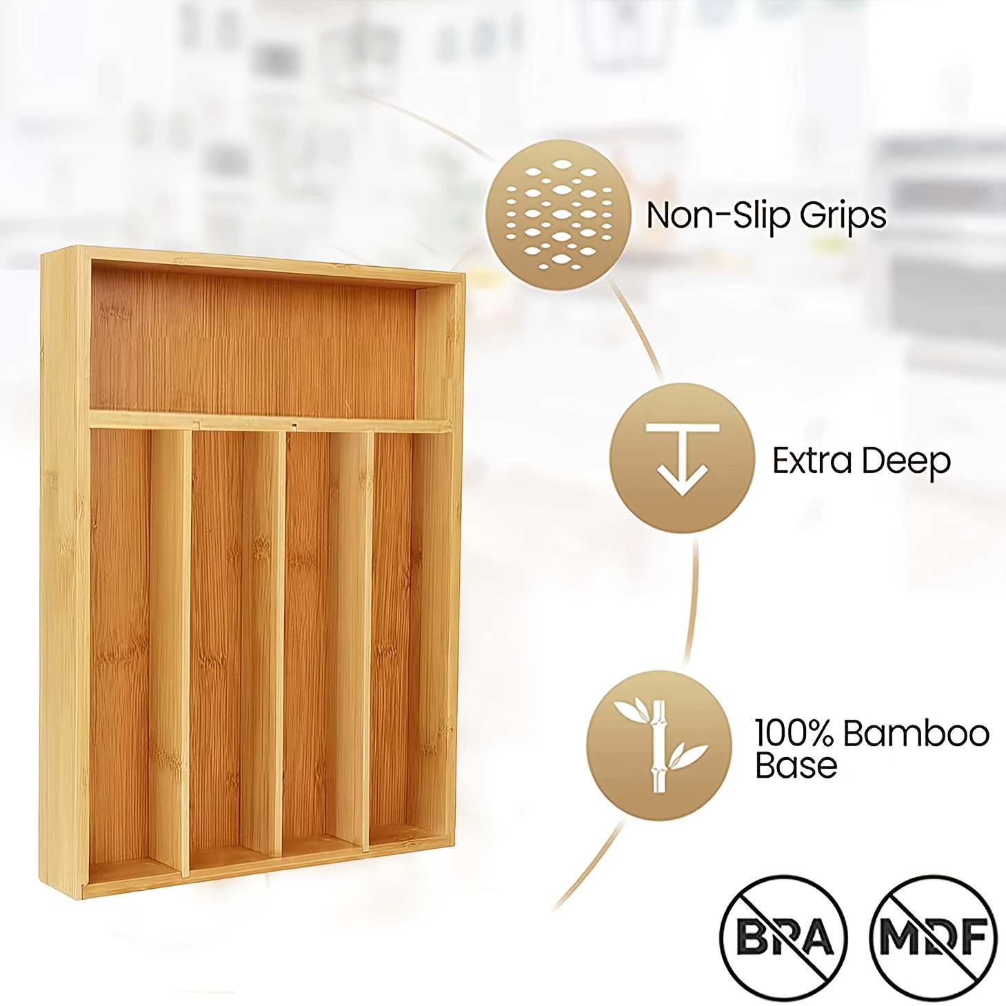 Bamboo Kitchen Drawer Organize - đánh giá và giá Drawer Organizer Bamboo