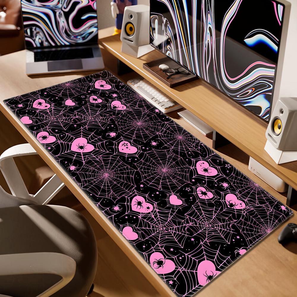 90x40 White or Pink Spiderweb  - đánh giá và giá Desk Setup In Office