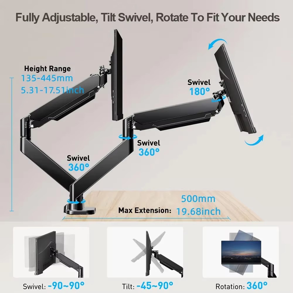 Dual Monitor Mount Stand Desk  - đánh giá và giá Dual Monitor Desk Setup
