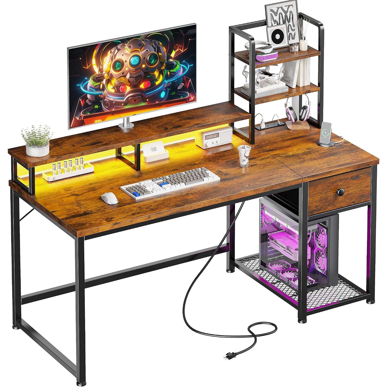 Small Computer Desk With Hutch - đánh giá và giá Desk Setup Brown