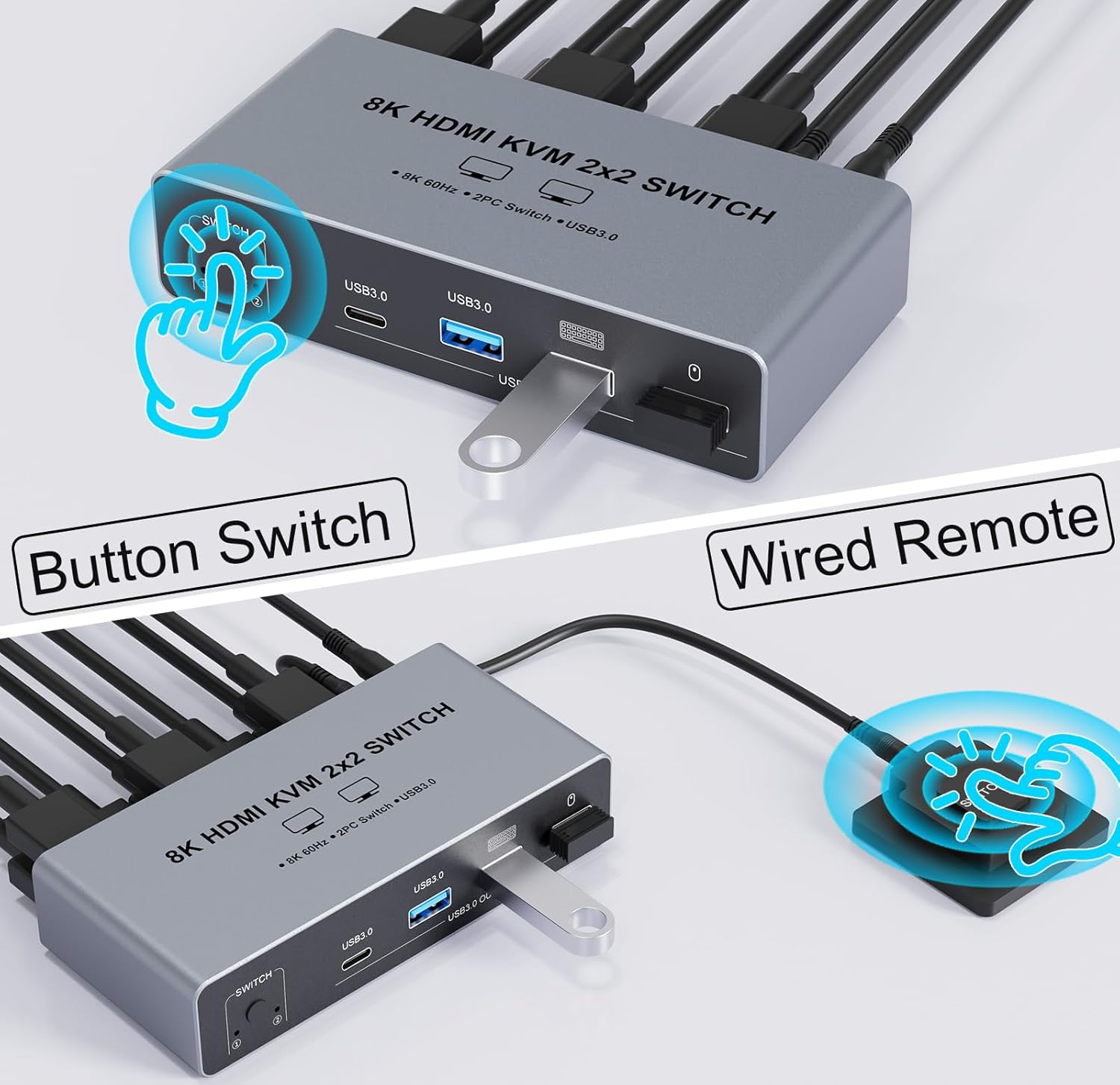 8K@60Hz HDMI 2.1 KVM Switch 2x - đánh giá và giá Dual Monitor Desk Setup