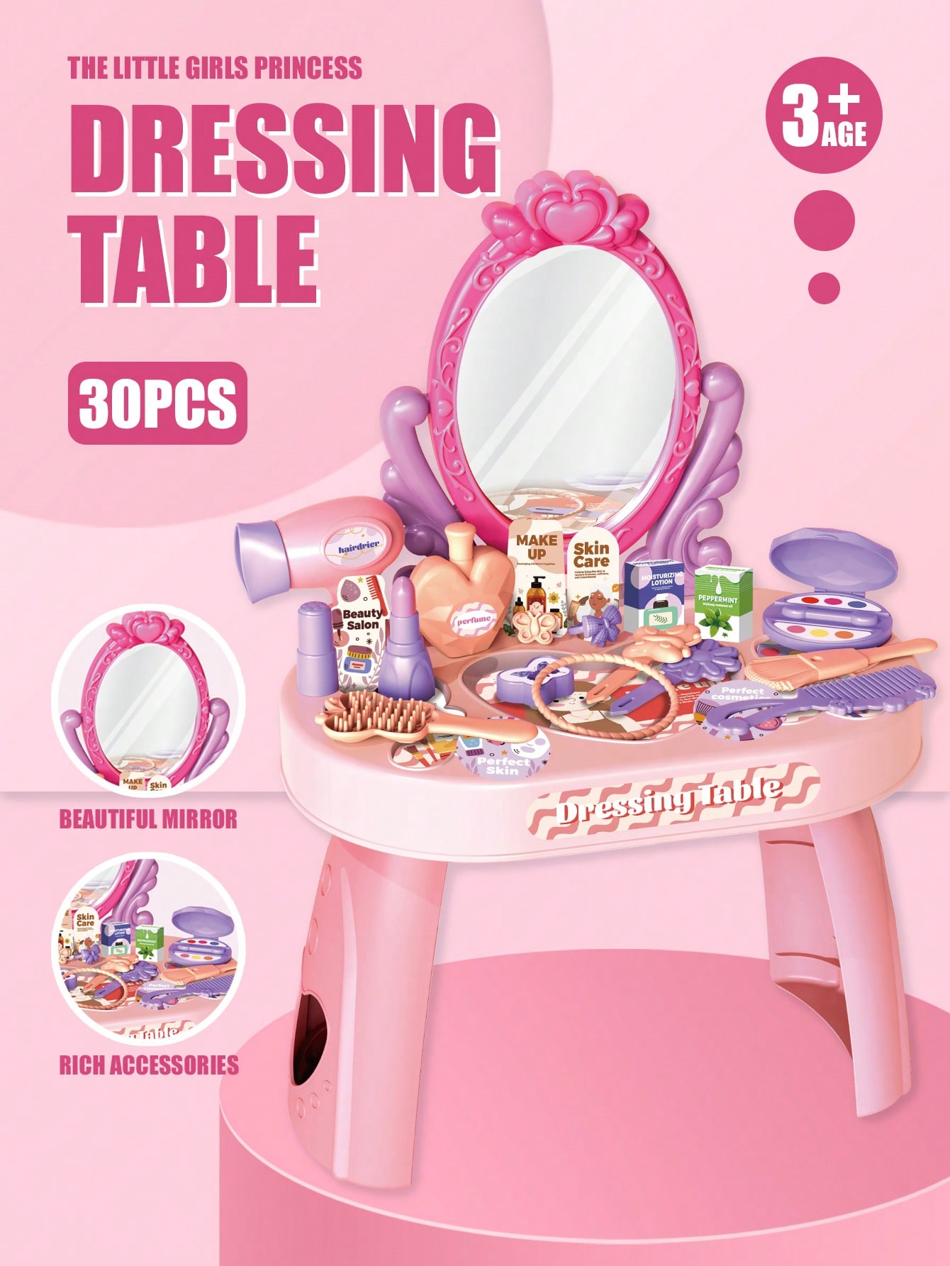 Kids Princess Vanity Dressing  - đánh giá và giá Desk Setup Girl