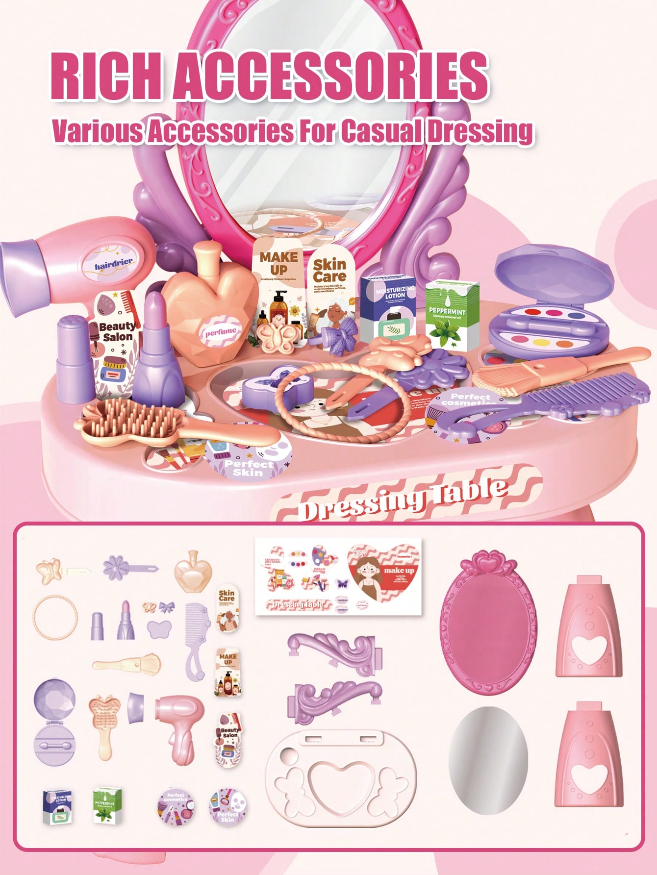 Kids Princess Vanity Dressing  - đánh giá và giá Desk Setup Girl