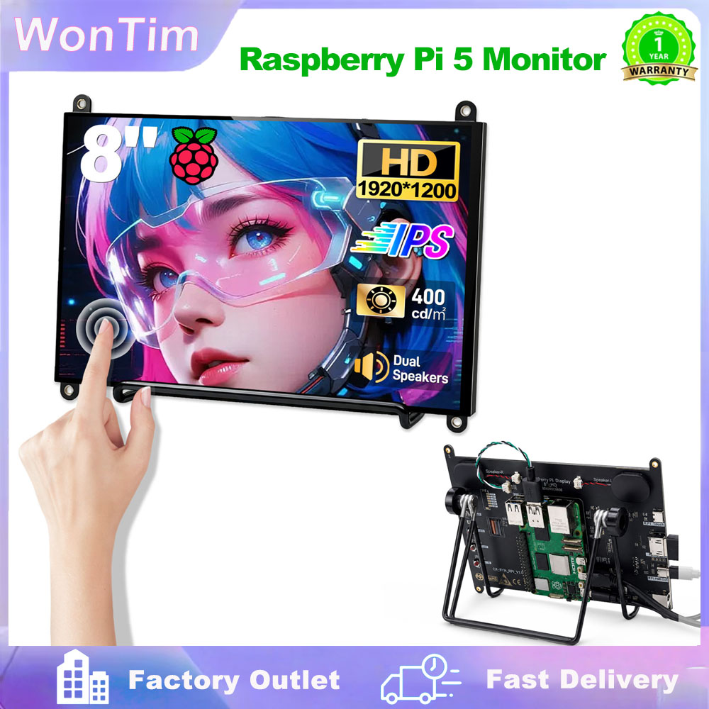 WonTim 8' Touchscreen Monitor  - đánh giá và giá Dual Monitor Desk Setup