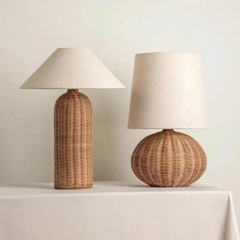 Wabi-sabi Vintage Rattan Table - đánh giá và giá Desk Setup Wallpaper