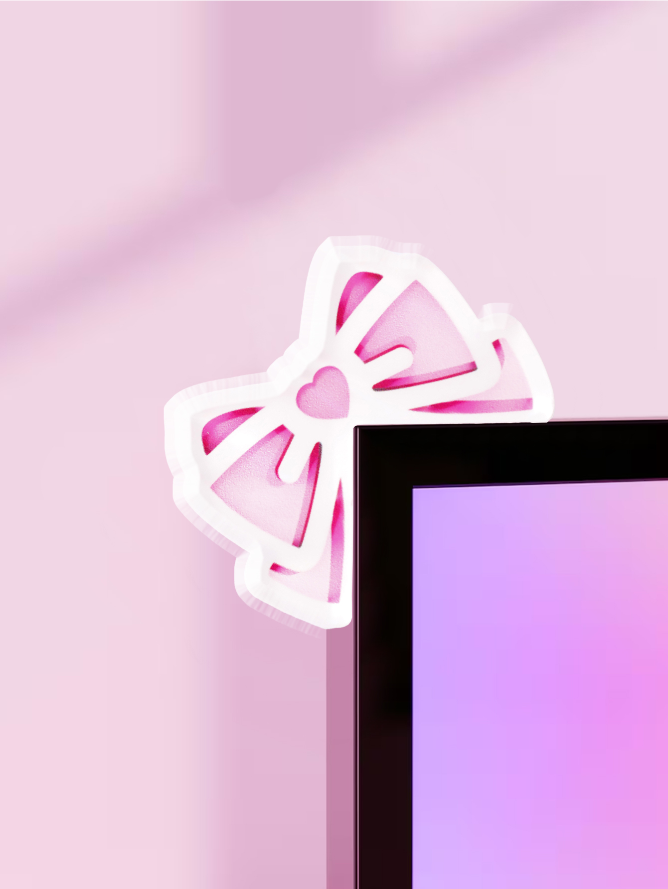 Kawaii Bow Monitor Decor Pink  - đánh giá và giá Desk Setup Gaming