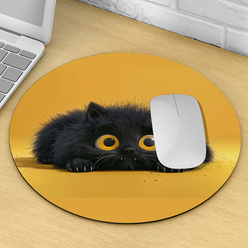 Cute Black Cat Round Mouse Pad - đánh giá và giá Desk Setup In Office