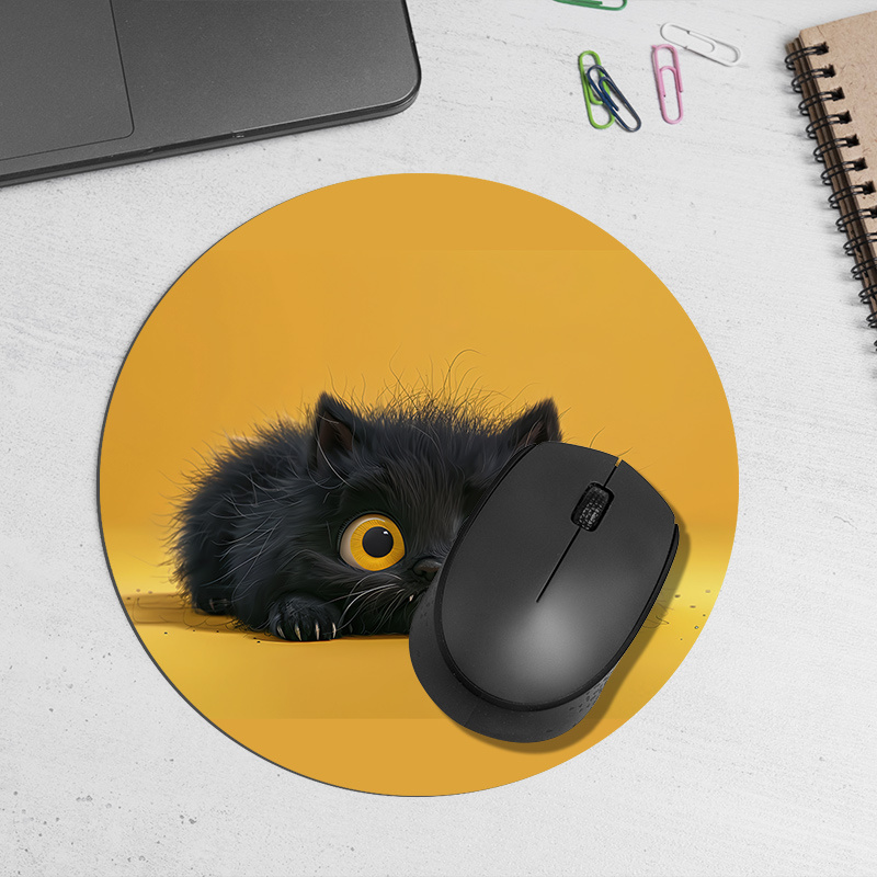 Cute Black Cat Round Mouse Pad - đánh giá và giá Desk Setup In Office