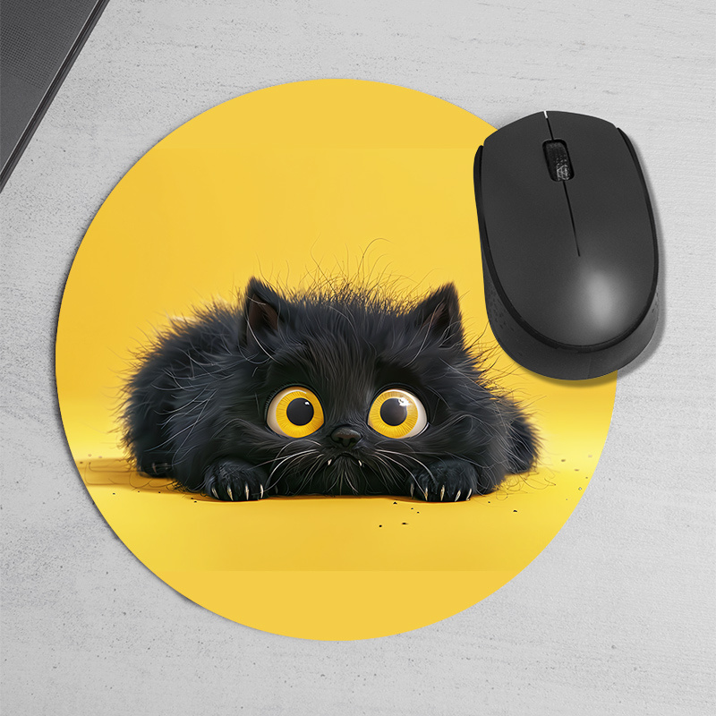 Cute Black Cat Round Mouse Pad - đánh giá và giá Desk Setup In Office