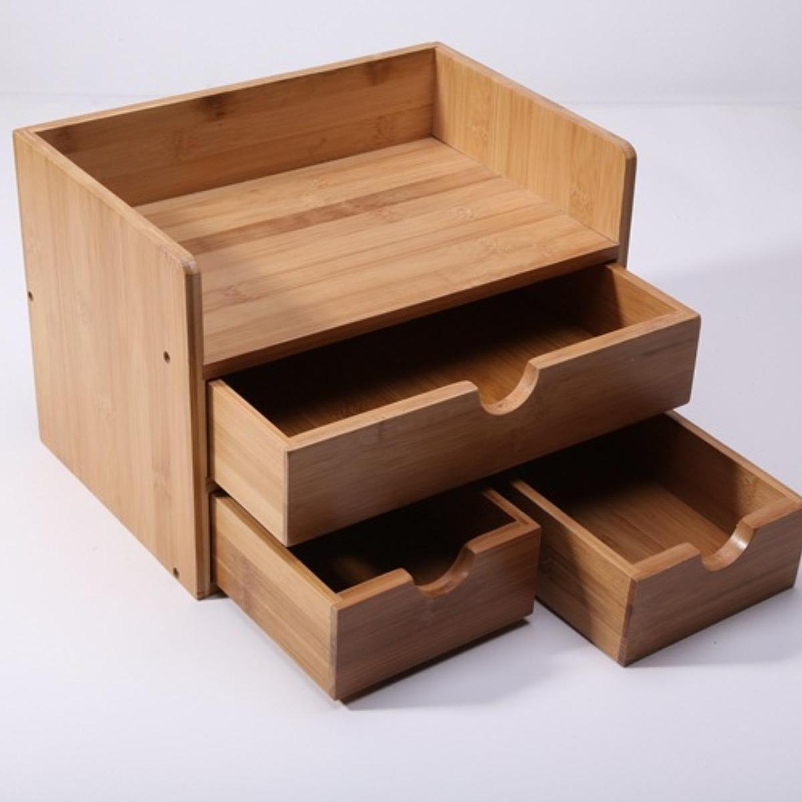 Desktop Storage Box with Bambo - đánh giá và giá Drawer Organizer Bamboo