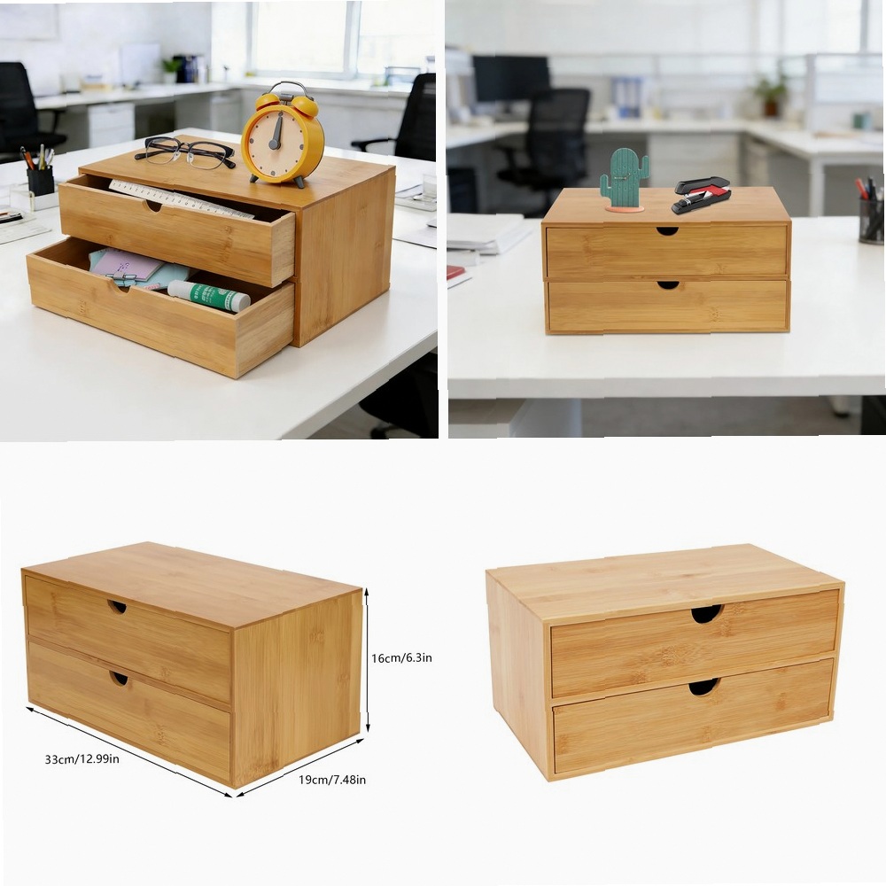 Desk Organizer, 2-Drawer Offic - đánh giá và giá Drawer Organizer Bamboo