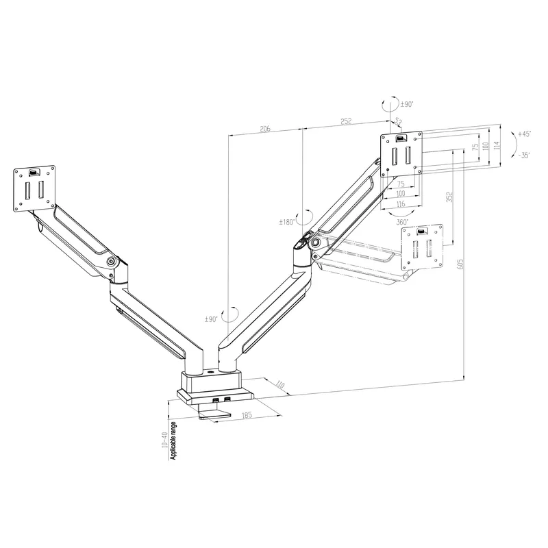 Dual Arm Monitor Mount Heavy D - đánh giá và giá Dual Monitor Desk Setup